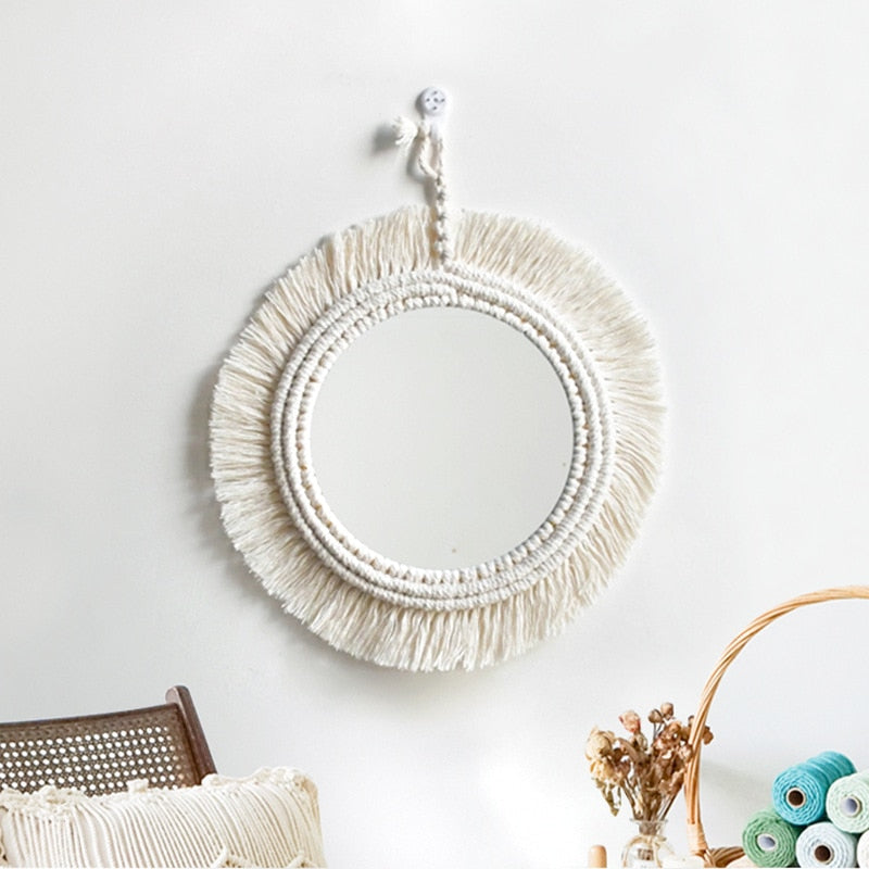 Handcrafted Macrame Mirror Tapestry