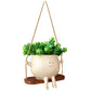 Swinging Smiley Face Hanging Ceramic Planter