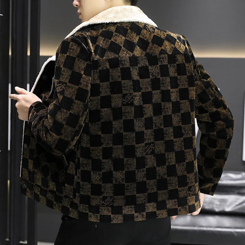 Cyril Checkered Fur Jacket