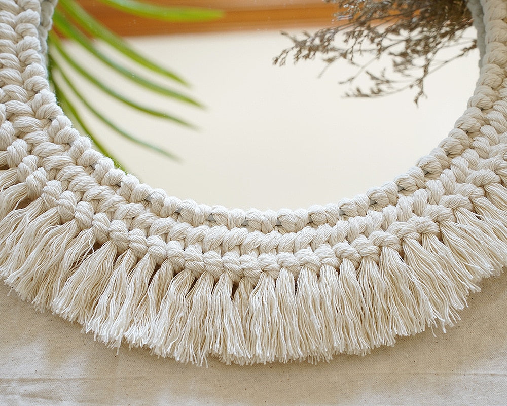 Handcrafted Macrame Mirror Tapestry