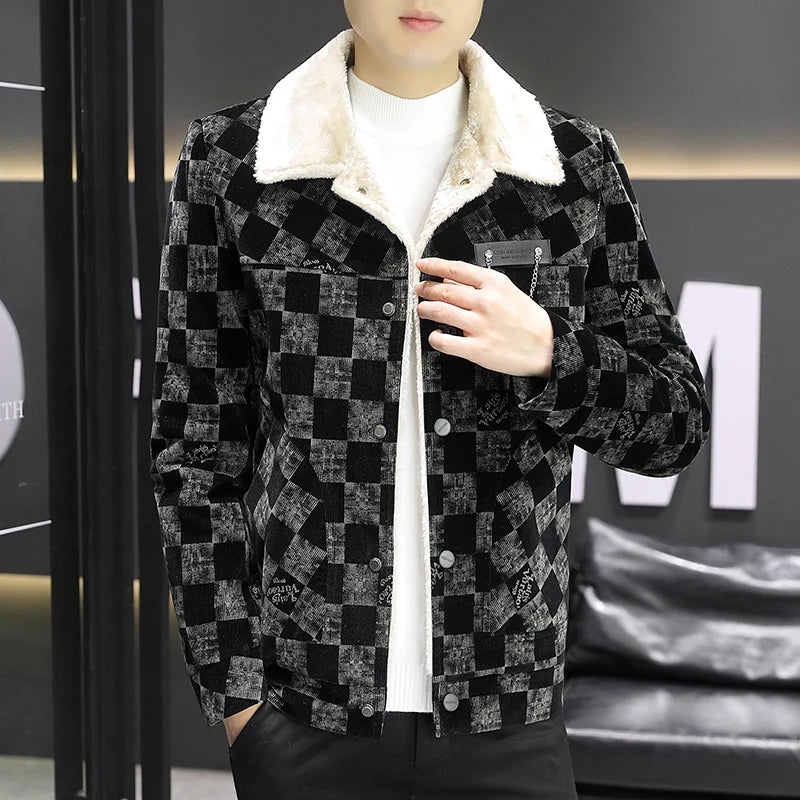 Cyril Checkered Fur Jacket