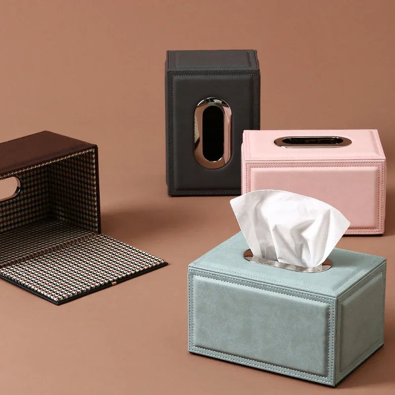 Milan Square Leather Tissue Box