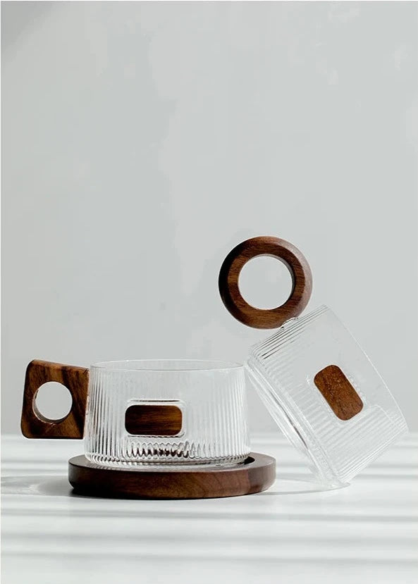 Mokuzai Traditional Glass Mug & Wooden Tray
