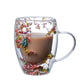 BlossomBrew Glassware Floral Double Wall Mug