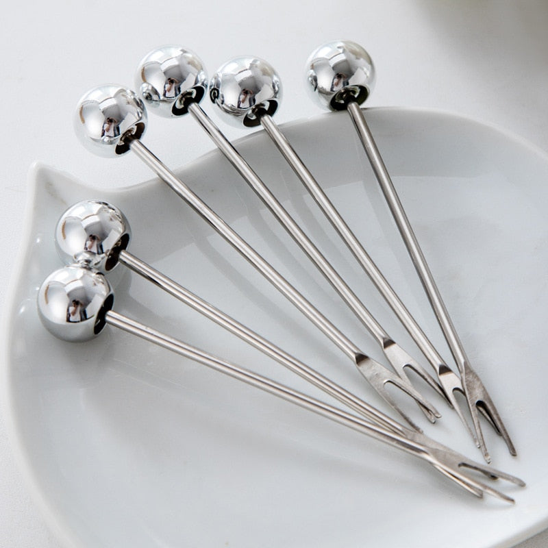 Whimsy Stainless Steel Cartoon Bear Cocktail Forks Set