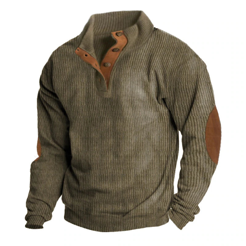 FlareoTech Men's Button Collar Sweater