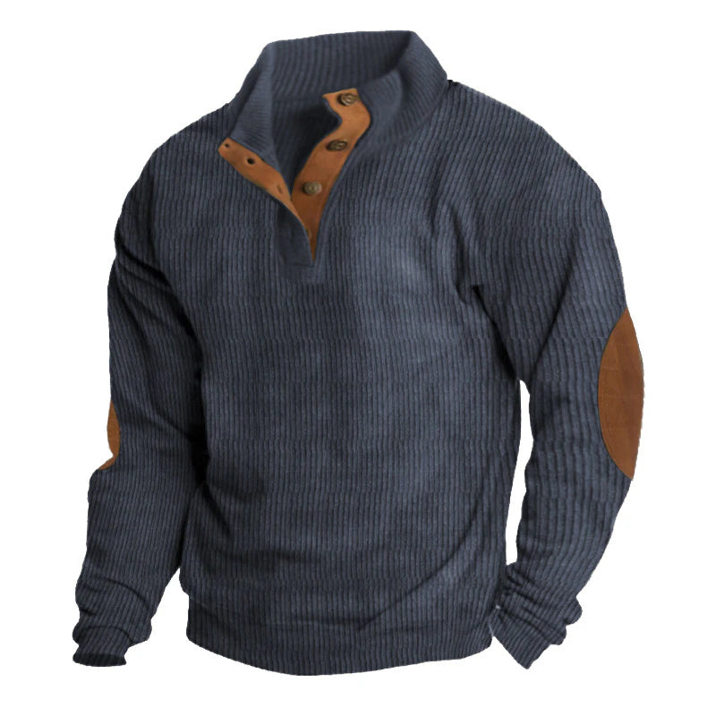 FlareoTech Men's Button Collar Sweater